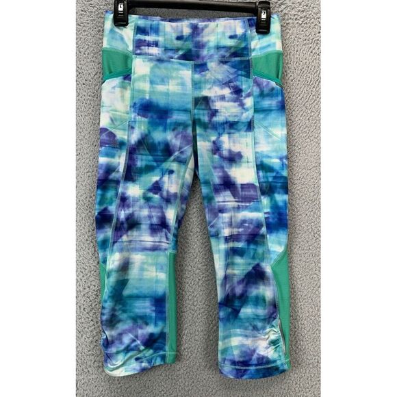 Athleta Leggings Pants Girls‎ XL Multi Tie Dye Training Stretch Mid Rise Youth - Picture 1 of 10